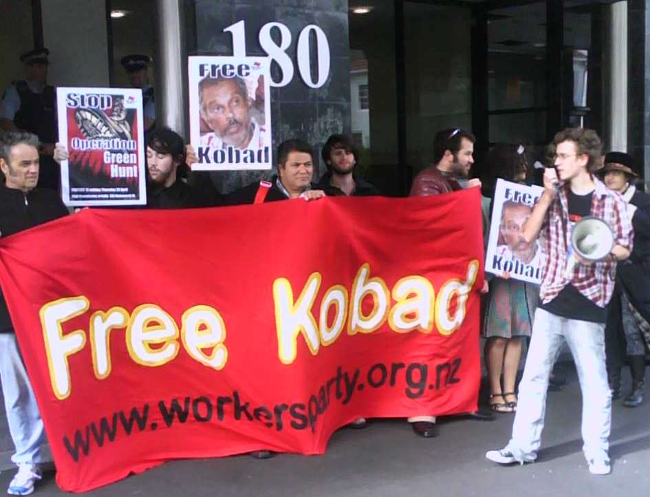 Demonstration outside Indian embassy Wellington